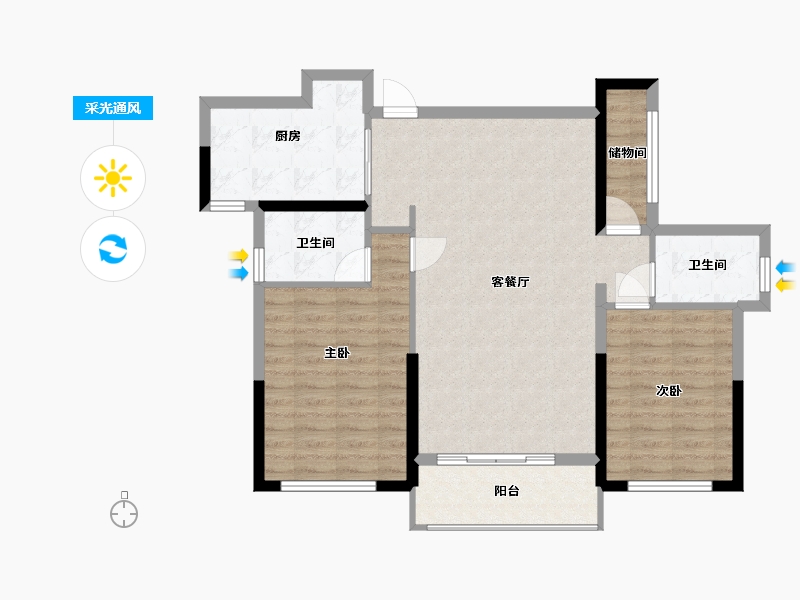 湖南省-衡阳市-江山御景-90.00-户型库-采光通风