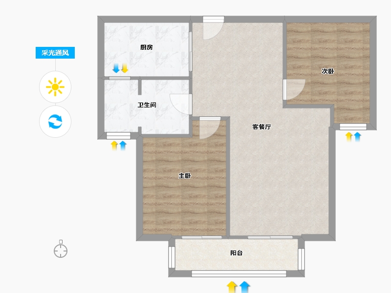 江苏省-徐州市-世茂天观小区-70.80-户型库-采光通风