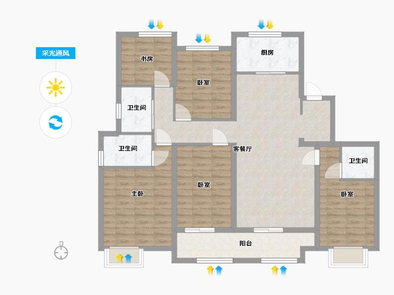 浙江省-温州市-新塘东苑-120.00-户型库-采光通风