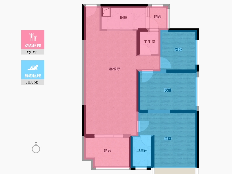 广东省-清远市-中唯·帝景湾-御景轩-84.83-户型库-动静分区