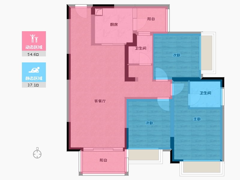 重庆-重庆市-电建洺悦城龙洲湾三期-87.00-户型库-动静分区