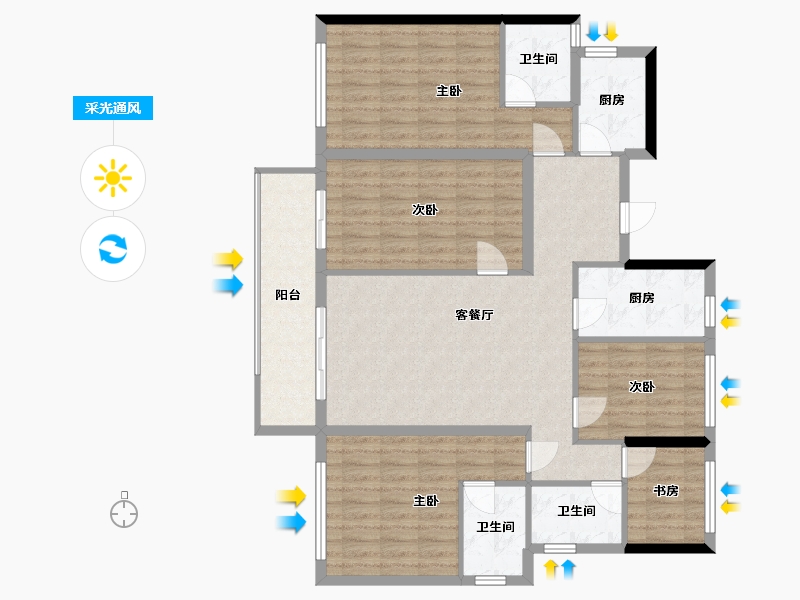 浙江省-台州市-万科城-140.00-户型库-采光通风