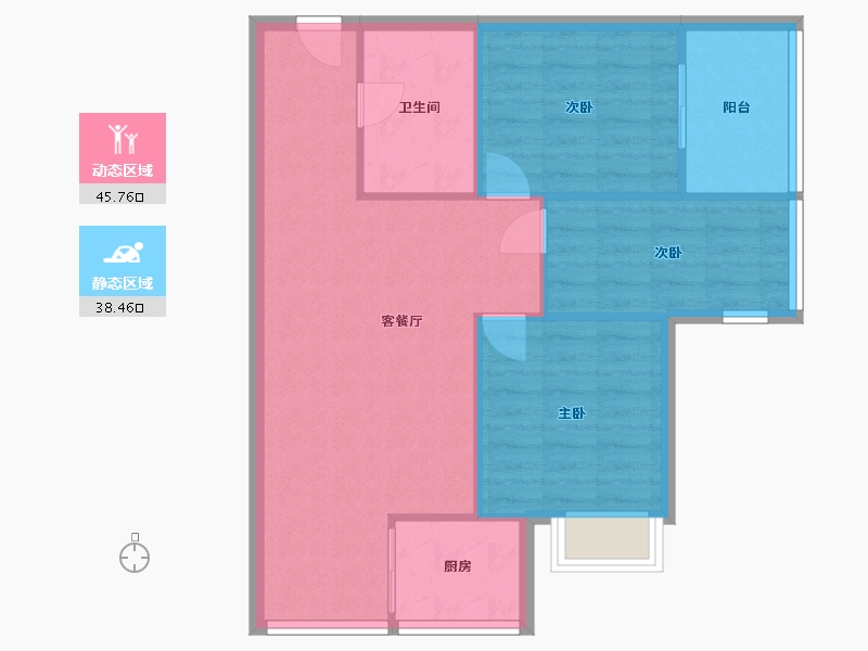 陕西省-西安市-羽源欣居-74.00-户型库-动静分区