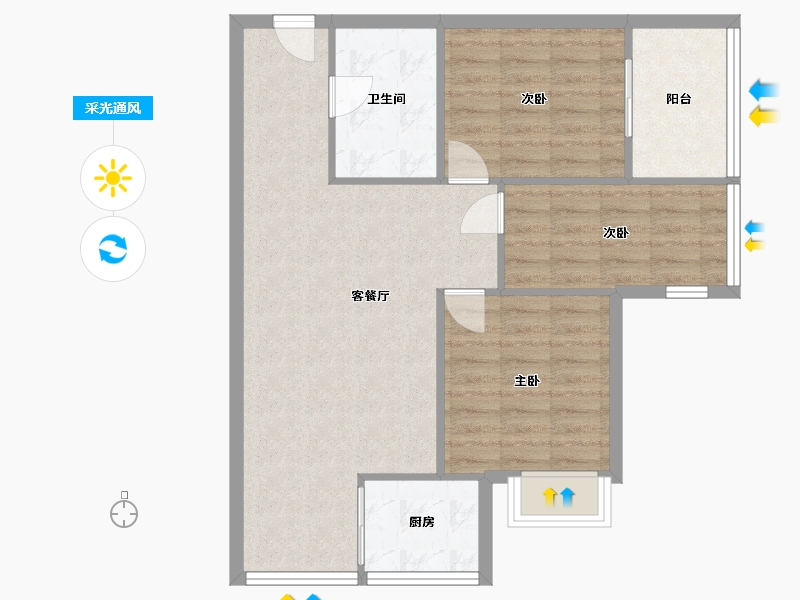 陕西省-西安市-羽源欣居-74.00-户型库-采光通风