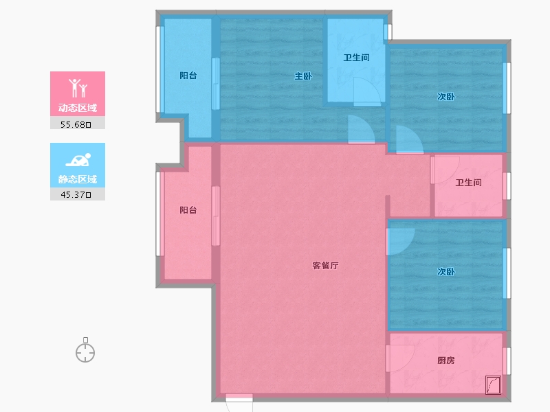 湖北省-武汉市-融创九坤五环璟宸-100.00-户型库-动静分区