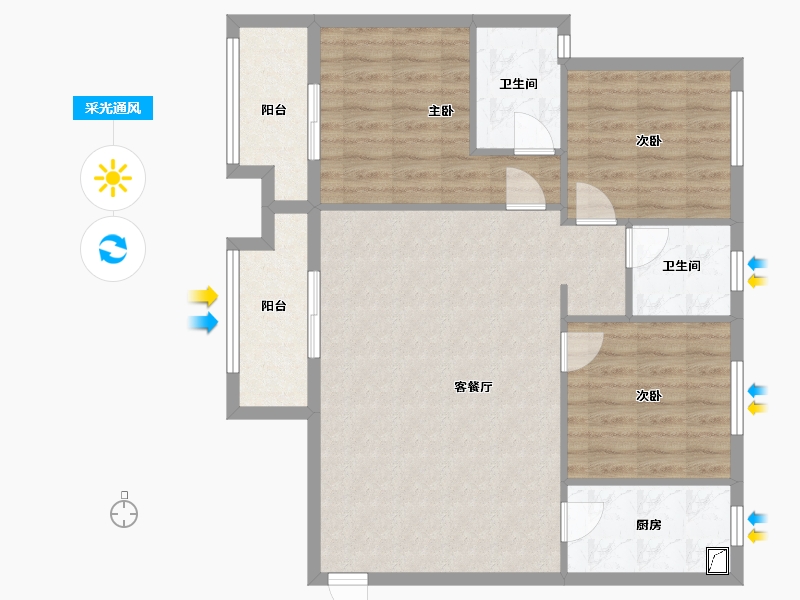 湖北省-武汉市-融创九坤五环璟宸-100.00-户型库-采光通风