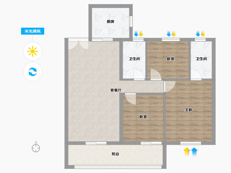 陕西省-宝鸡市-海澜湾-94.00-户型库-采光通风