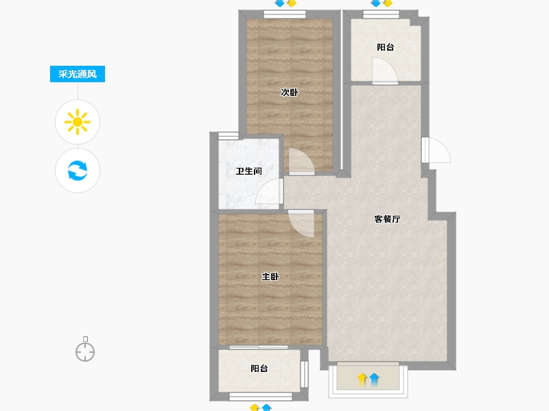 天津-天津市-澜河湾-61.00-户型库-采光通风