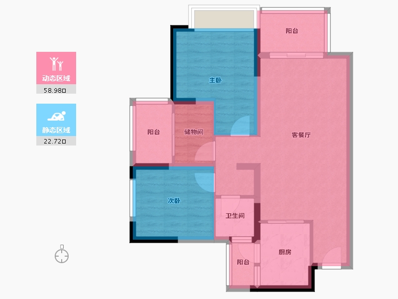 四川省-内江市-昌建·君悦府 -90.88-户型库-动静分区