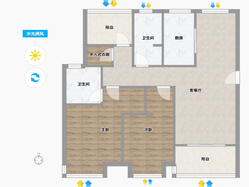 江苏省-苏州市-绿地-108.00-户型库-采光通风