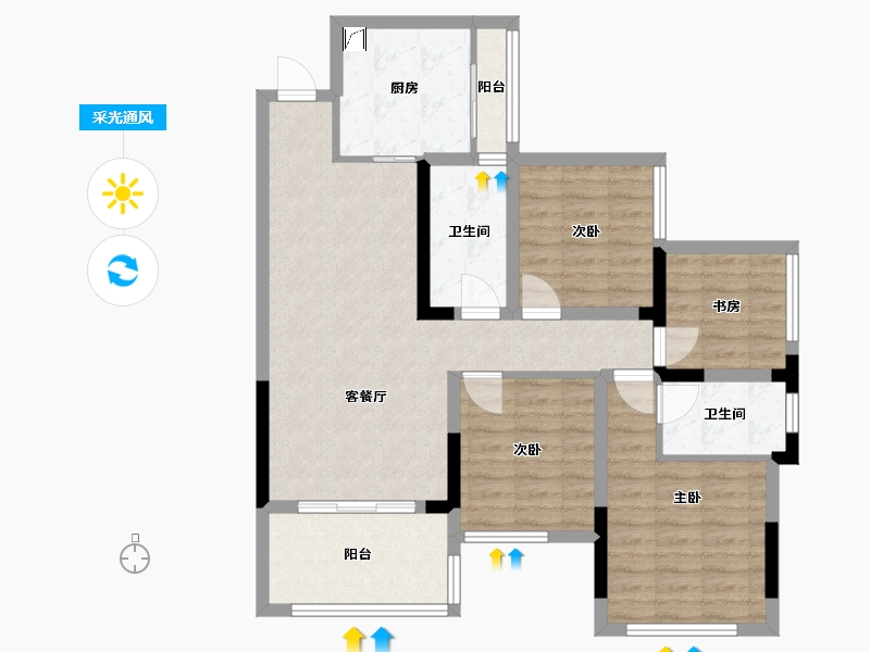 四川省-宜宾市-金域华庭-105.00-户型库-采光通风