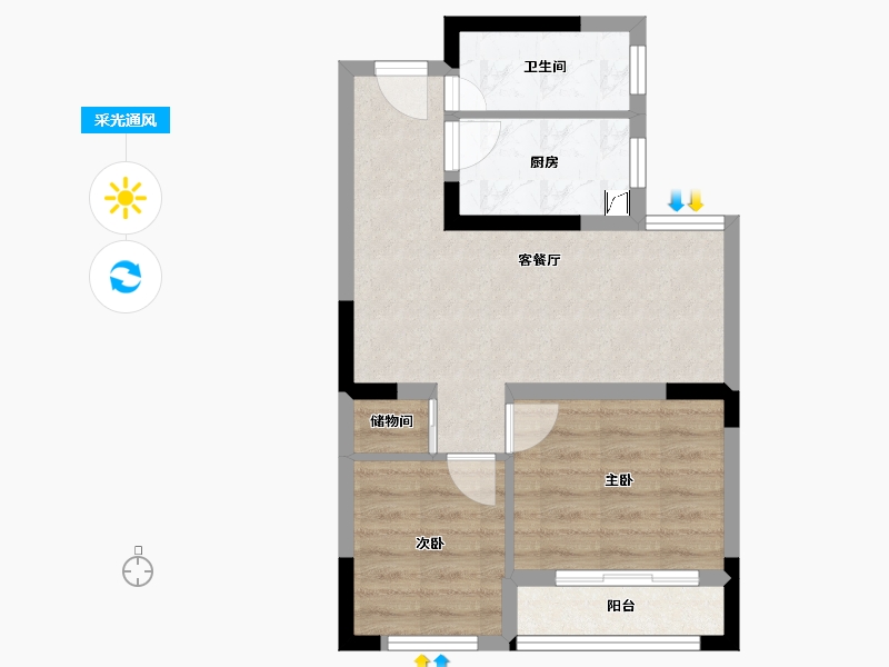 浙江省-金华市-中天学府诚品-49.51-户型库-采光通风