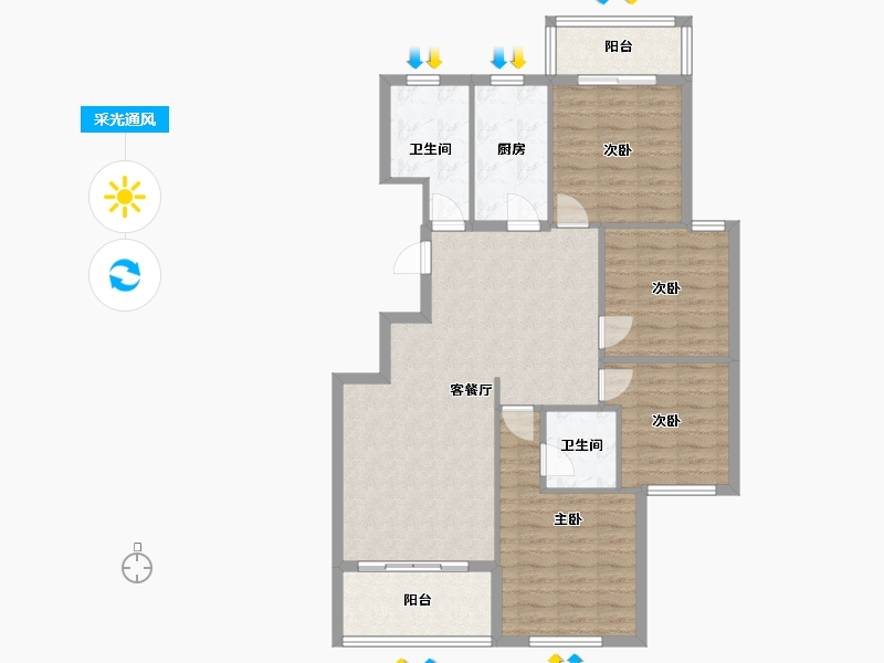 安徽省-黄山市-富宸·祥园小区-101.46-户型库-采光通风