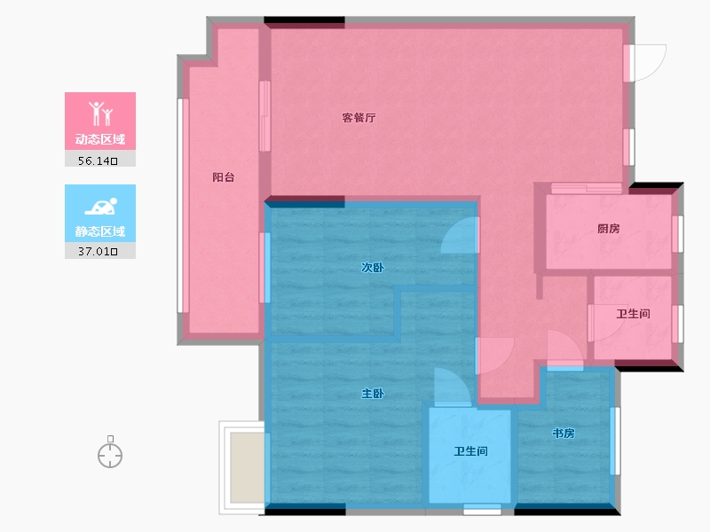 江苏省-南通市-中梁首府壹号-89.80-户型库-动静分区