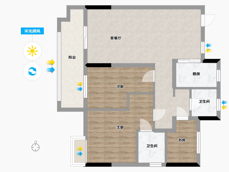 江苏省-南通市-中梁首府壹号-89.80-户型库-采光通风