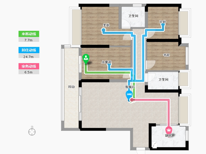 湖南省-衡阳市-碧桂园·衡州盛世-106.54-户型库-动静线