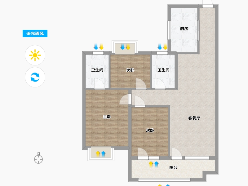 湖北省-襄阳市-雅居乐-88.00-户型库-采光通风