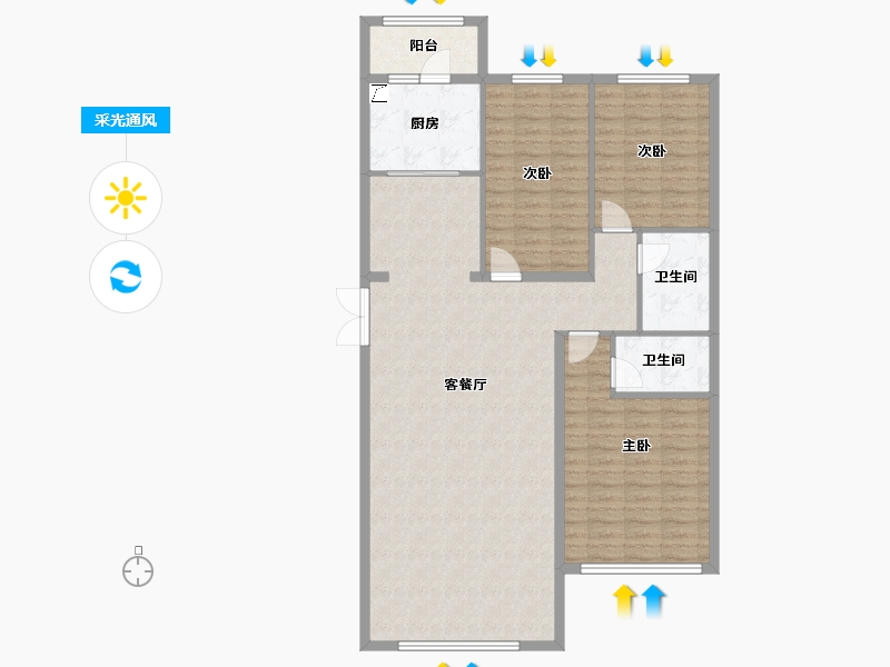 黑龙江省-佳木斯市-万公馆-128.00-户型库-采光通风