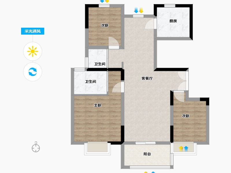 安徽省-安庆市-智慧城-90.00-户型库-采光通风