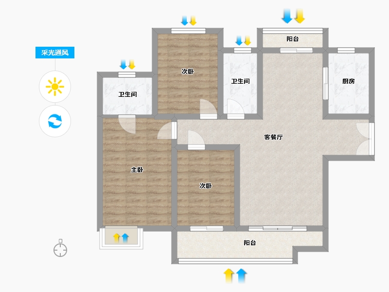 陕西省-西安市-御锦城-92.00-户型库-采光通风