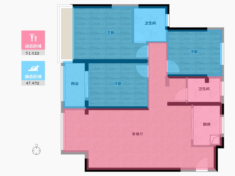 浙江省-温州市-光悦雅苑-87.46-户型库-动静分区