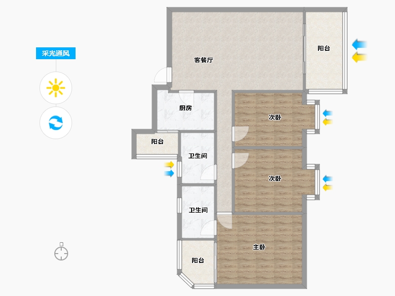 四川省-成都市-凯瑞花都-103.00-户型库-采光通风