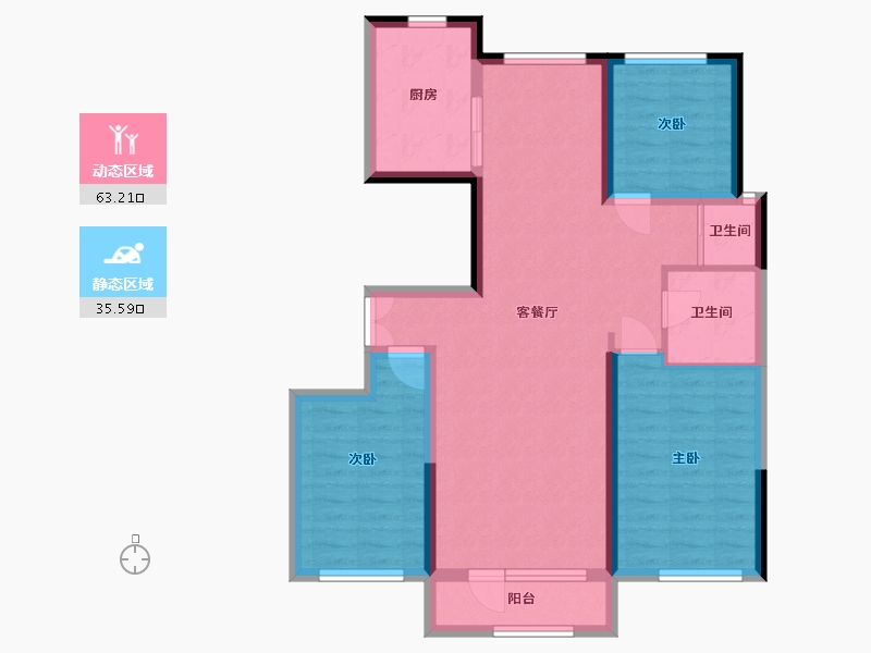 宁夏回族自治区-银川市-荣恒星宅-98.00-户型库-动静分区