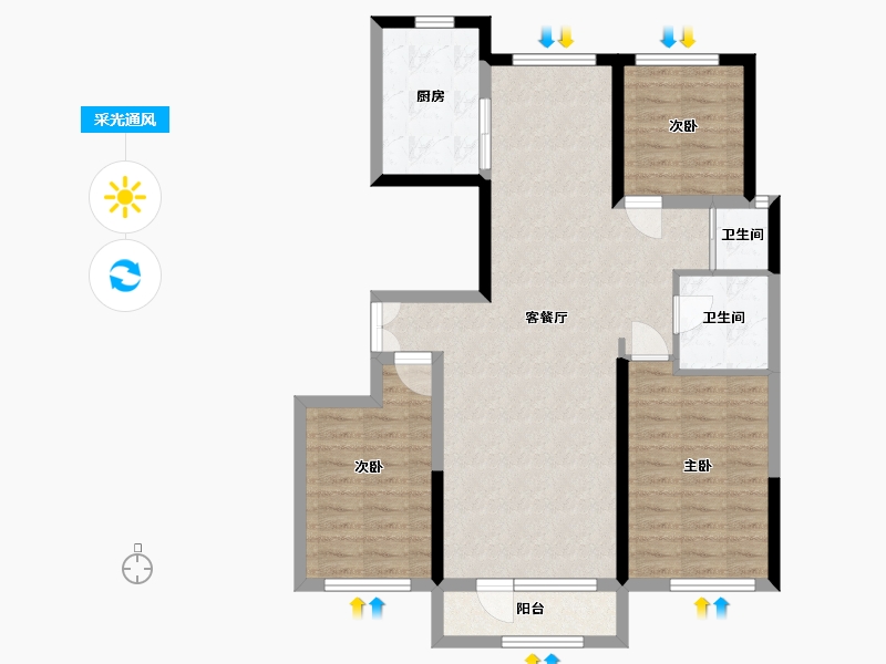 宁夏回族自治区-银川市-荣恒星宅-98.00-户型库-采光通风