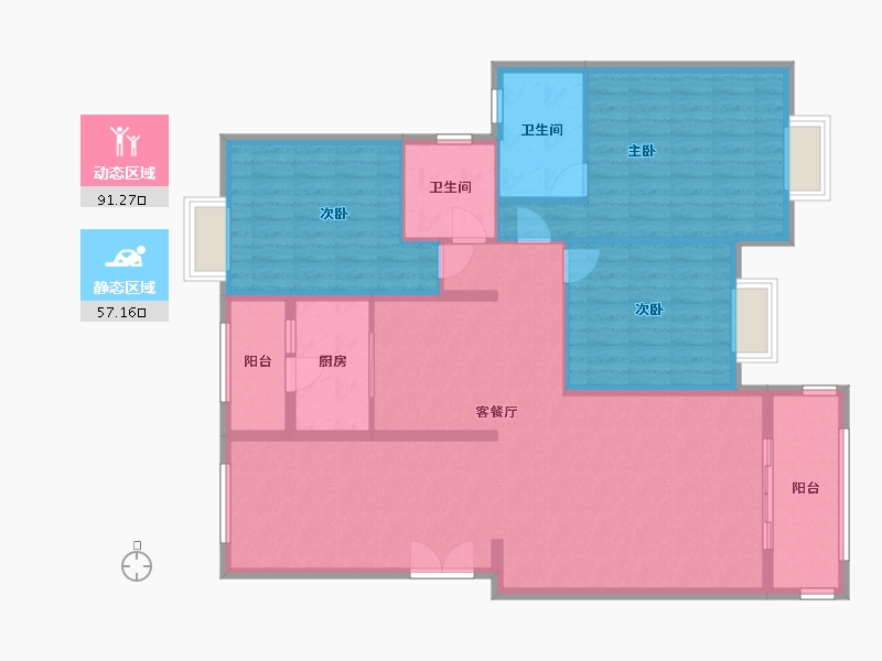 重庆-重庆市-凤凰湾-131.10-户型库-动静分区