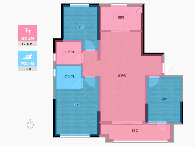 河北省-衡水市-保利时光印象-85.00-户型库-动静分区