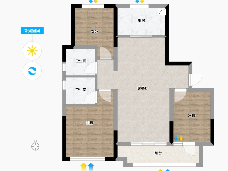 河北省-衡水市-保利时光印象-85.00-户型库-采光通风