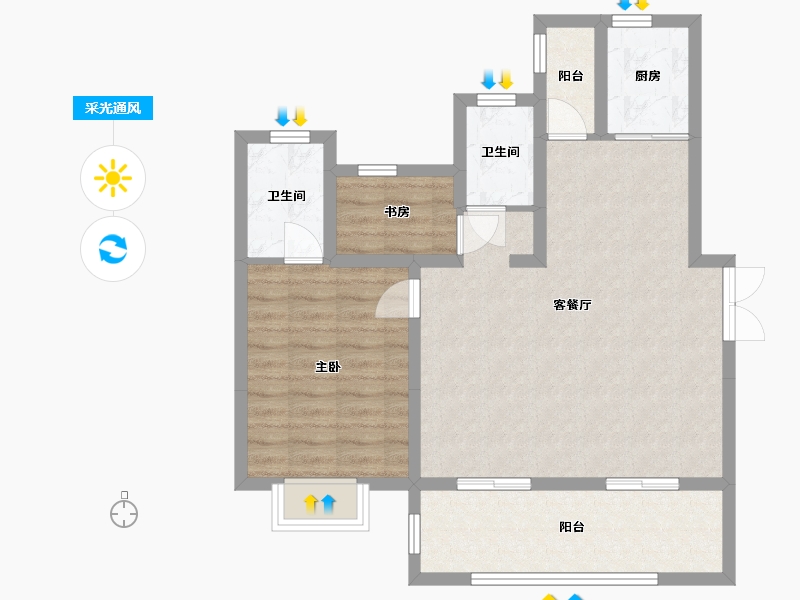 安徽省-六安市-万瑞天赋未来-77.62-户型库-采光通风