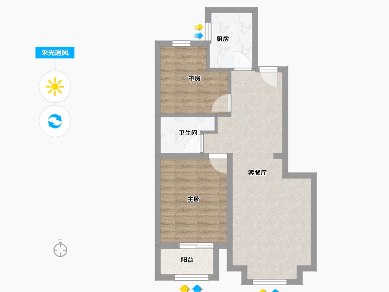 河北省-廊坊市-顺泽水榭花城-63.61-户型库-采光通风