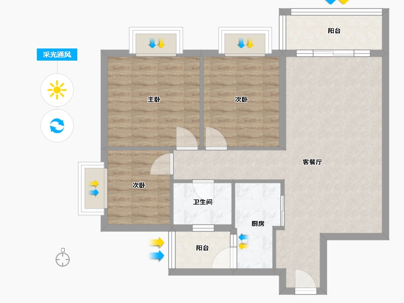 广东省-广州市-宝夏花园-74.82-户型库-采光通风