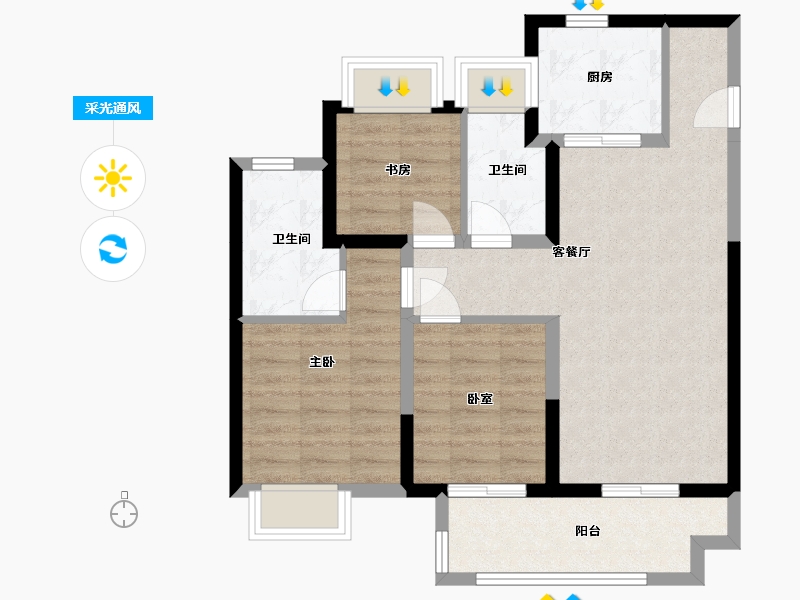 江苏省-无锡市-建发泊月湾-78.00-户型库-采光通风