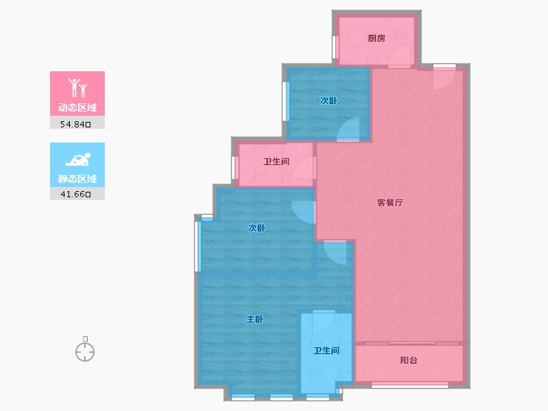 陕西省-西安市-翡丽城-一期-86.00-户型库-动静分区