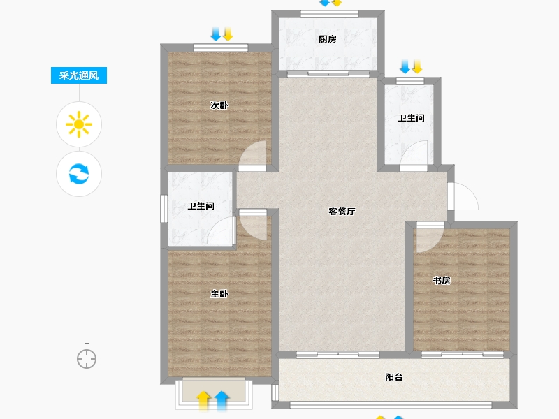 山西省-运城市-绿苑新城-115.00-户型库-采光通风