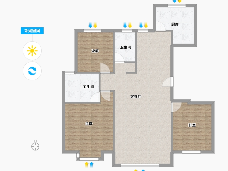 天津-天津市-中建壹方九里-110.00-户型库-采光通风