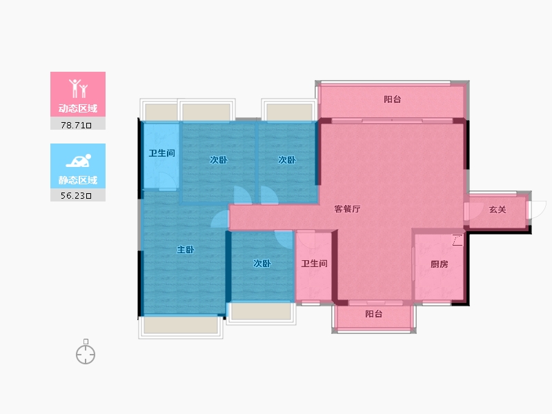 广东省-肇庆市-康耀花园-128.00-户型库-动静分区