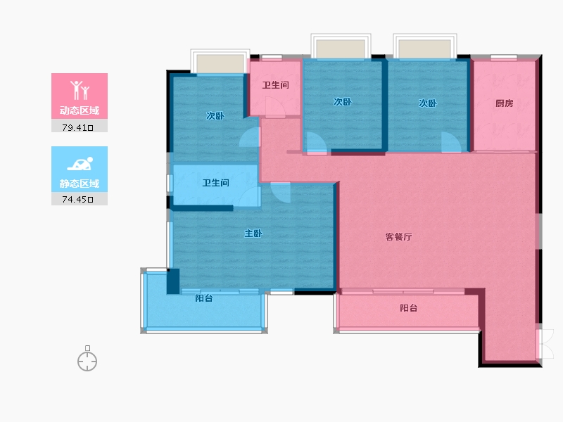 湖南省-长沙市-北辰三角洲-140.00-户型库-动静分区