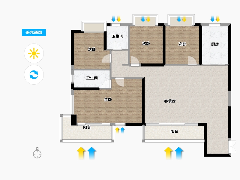 湖南省-长沙市-北辰三角洲-140.00-户型库-采光通风