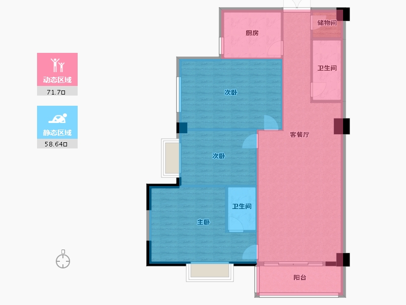 甘肃省-庆阳市-凤城国际-120.00-户型库-动静分区