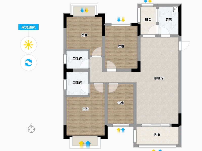 广西壮族自治区-北海市-星海名城-101.00-户型库-采光通风