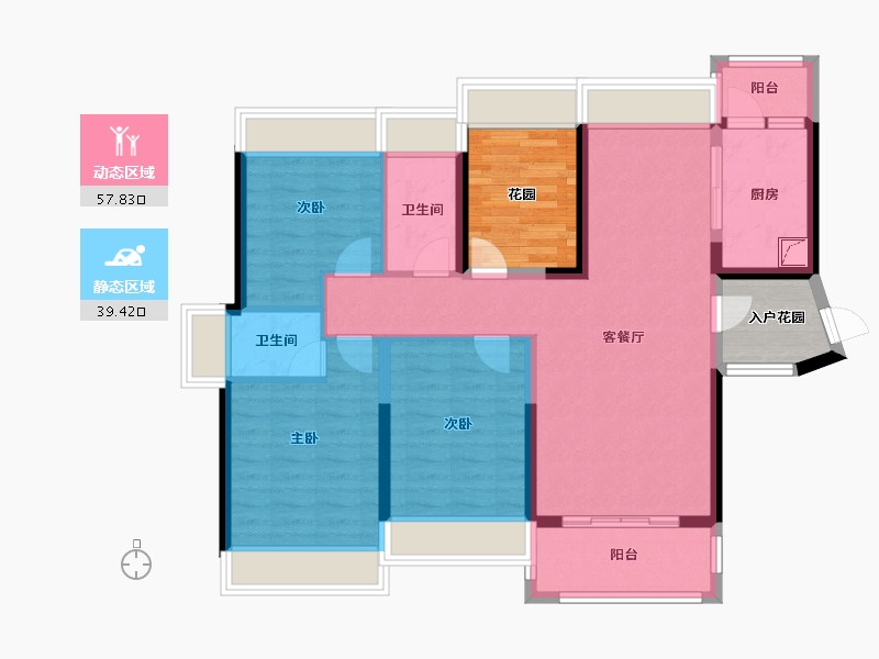 广东省-江门市-滨江名院-107.00-户型库-动静分区