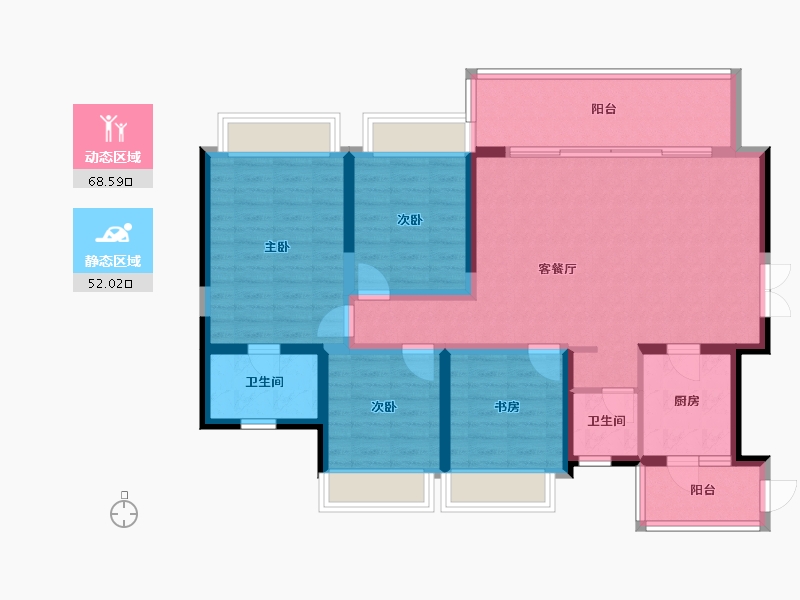 重庆-重庆市-海怡天涞滩河公园九里-108.00-户型库-动静分区