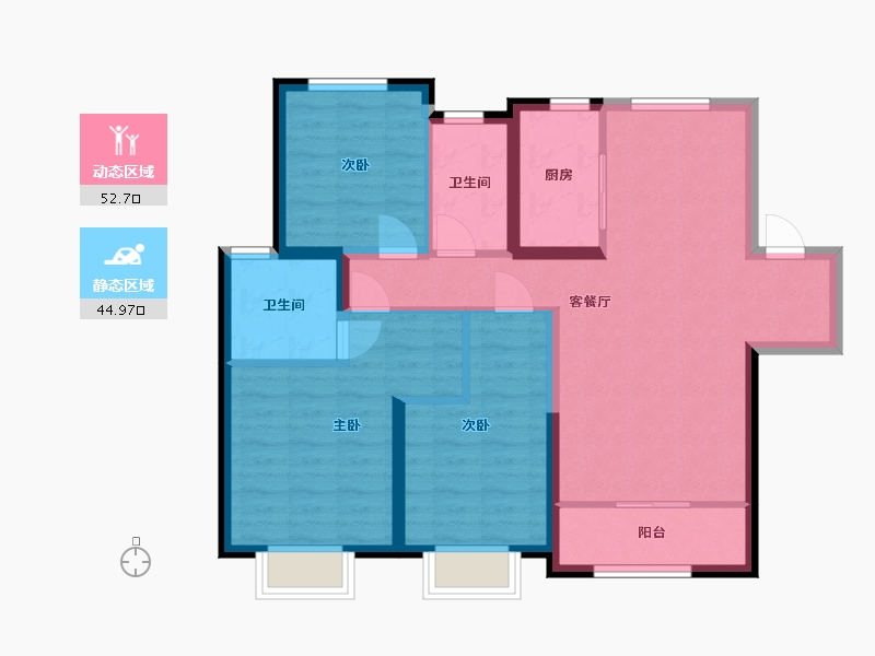 陕西省-西安市-陆港宁海湾-95.00-户型库-动静分区