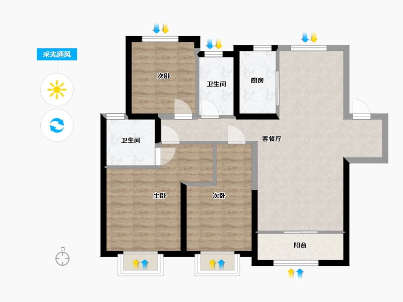 陕西省-西安市-陆港宁海湾-95.00-户型库-采光通风