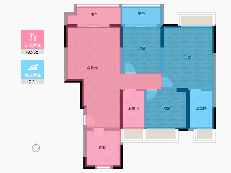 江苏省-苏州市-四季佳苑-86.00-户型库-动静分区