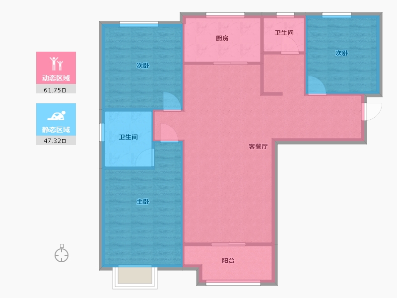 甘肃省-兰州市-龙舟·壹号院-87.25-户型库-动静分区