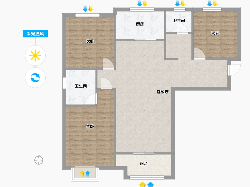 甘肃省-兰州市-龙舟·壹号院-87.25-户型库-采光通风